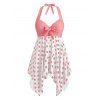 Ensemble de Tankini Nœud Papillon Ecaille de Poisson de Grande Taille à Pois - Rose Flamant 3X