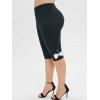 Legging Longueur à Genou Boutonné de Grande Taille avec Nœud Papillon - Noir 5X