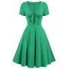 Robe Vintage Noué avec Nœud Papillon - Vert Tortue de Mer XL