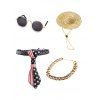 4 Pièces Collier Lunettes Solaires Chapeau en Paille et Cravate Accessoires pour Animal Domestique - multicolor 