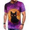 T-shirt Décontracté Chat Galaxie Imprimés - multicolor 2XL