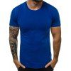 T-shirt Décontracté en Couleur Unie à Col Rond - Bleu 2XL