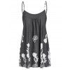 Débardeur Evasé Imprimé à Bretelle de Grande Taille - Gris Carbone 3X
