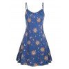 Robe Trapèze Etoile Lune et Soleil Imprimés de Grande Taille - Bleu Cobalt 1X