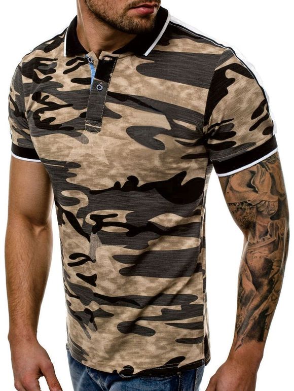 T-shirt Décontracté Motif de Camouflage à Manches Courtes - Orange Tigre XS