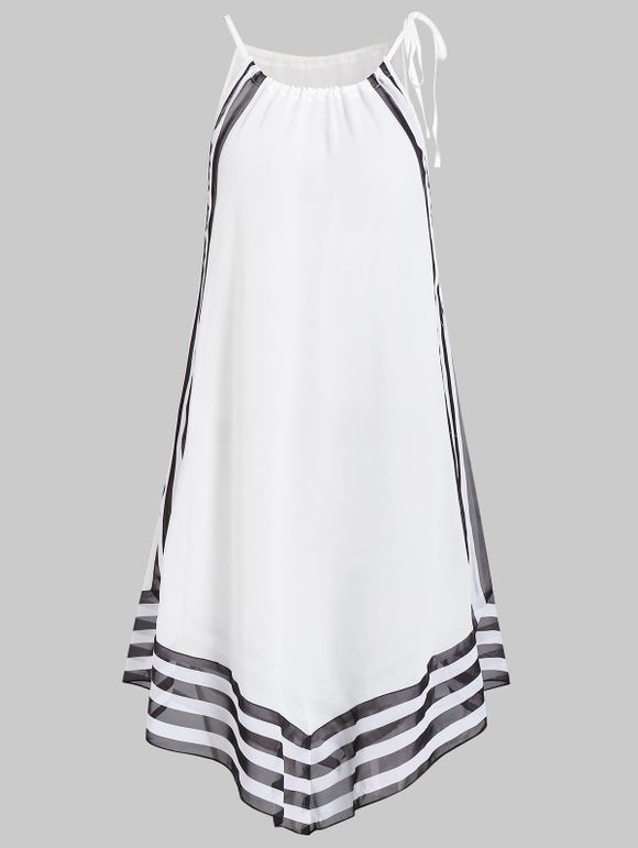 Robe Couverture Asymétrique Rayée Nouée - Blanc M