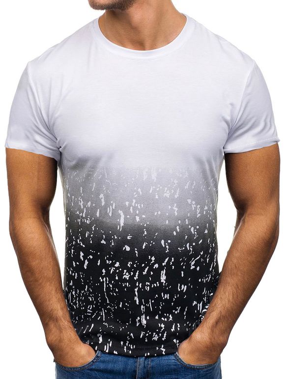 T-shirt Ombre Imprimé à Col Rond - Noir 2XL
