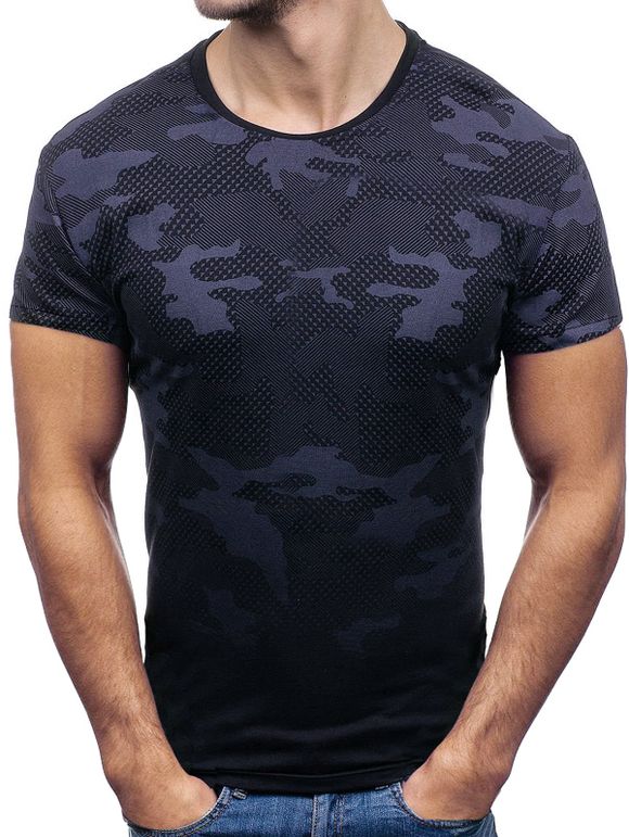 T-shirt Camouflage Imprimé à Manches Courtes - Noir S