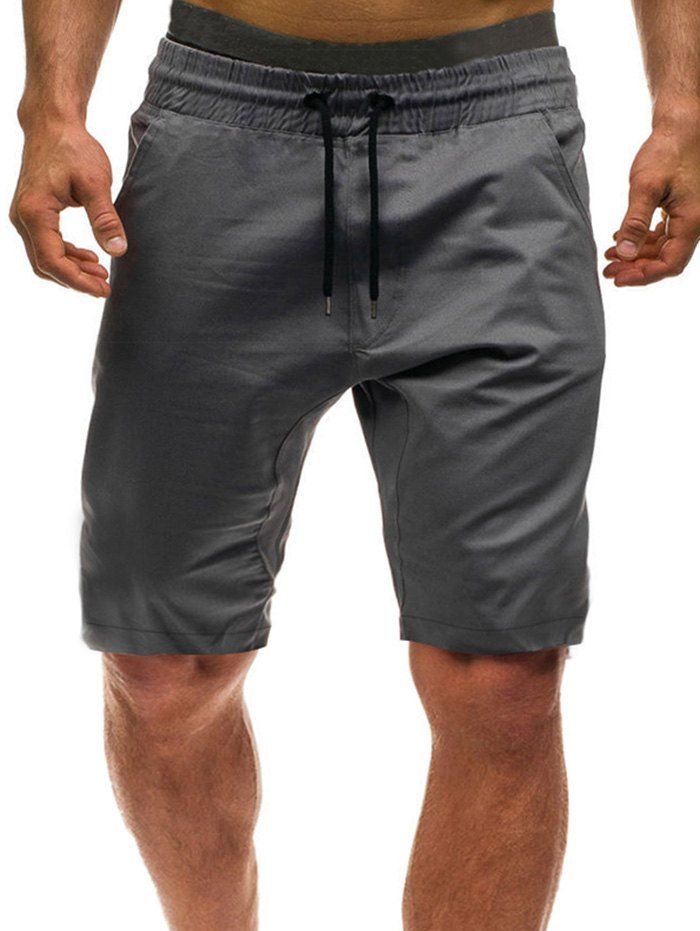 

Solid Color Leisure Drawstring Shorts, Battleship gray