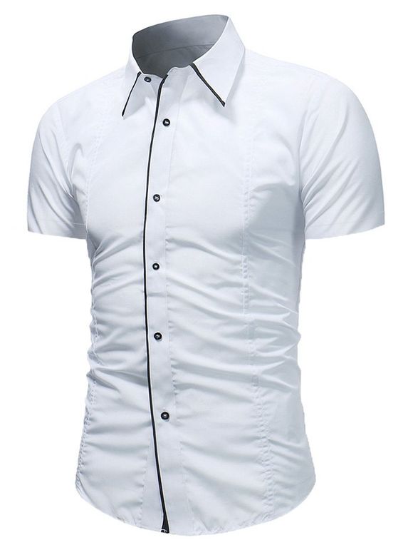 Chemise Boutonnée en Couleur Jointive - Blanc XL