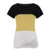 T-shirt Décontracté en Tricot Tordu en Blocs de Couleurs - multicolor XL