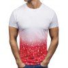 T-shirt Ombre Imprimé à Col Rond - Rouge Lave 2XL