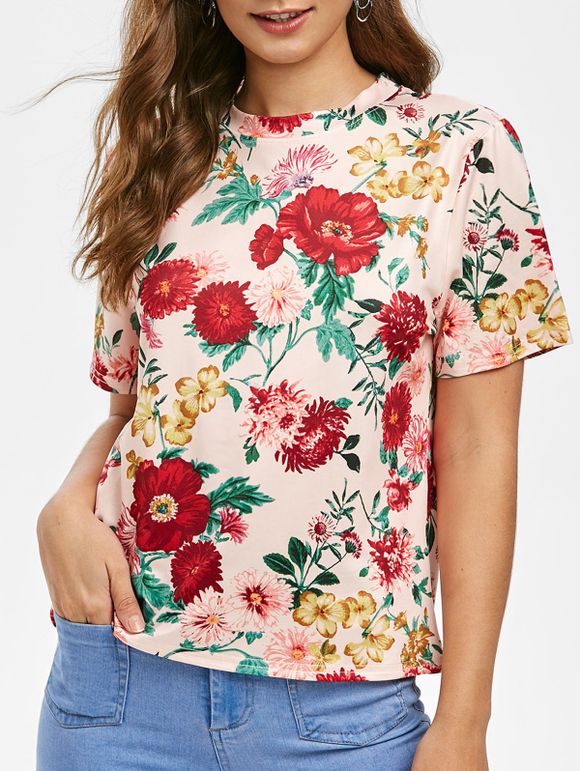 Tee-shirt à fleurs imprimé fleurs - multicolor XL