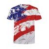 T-shirt Drapeau Américain Imprimé à Col Rond - multicolor 3XL