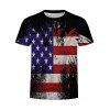 T-shirt Drapeau Américain Eclaboussé Imprimé - multicolor L
