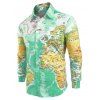 Chemise boutonnée cachée avec une carte du monde - Vert Algues XL