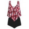 Ensemble de Tankini Fleuri Feuille à Taille Haute de Grande Taille - multicolor C 3X
