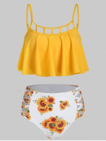 sunflower high waisted bathing suit