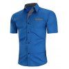 Chemise Boutonnée à Carreaux Imprimé avec Poche Poitrine - Bleu M