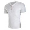 T-shirt Style Chinois Design avec Bouton - Blanc L