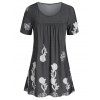 T-shirt Teinté Imprimé de Grande Taille - Gris Carbone 5X