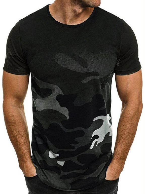 T-shirt Ombré Camouflage Imprimé - multicolor C 3XL