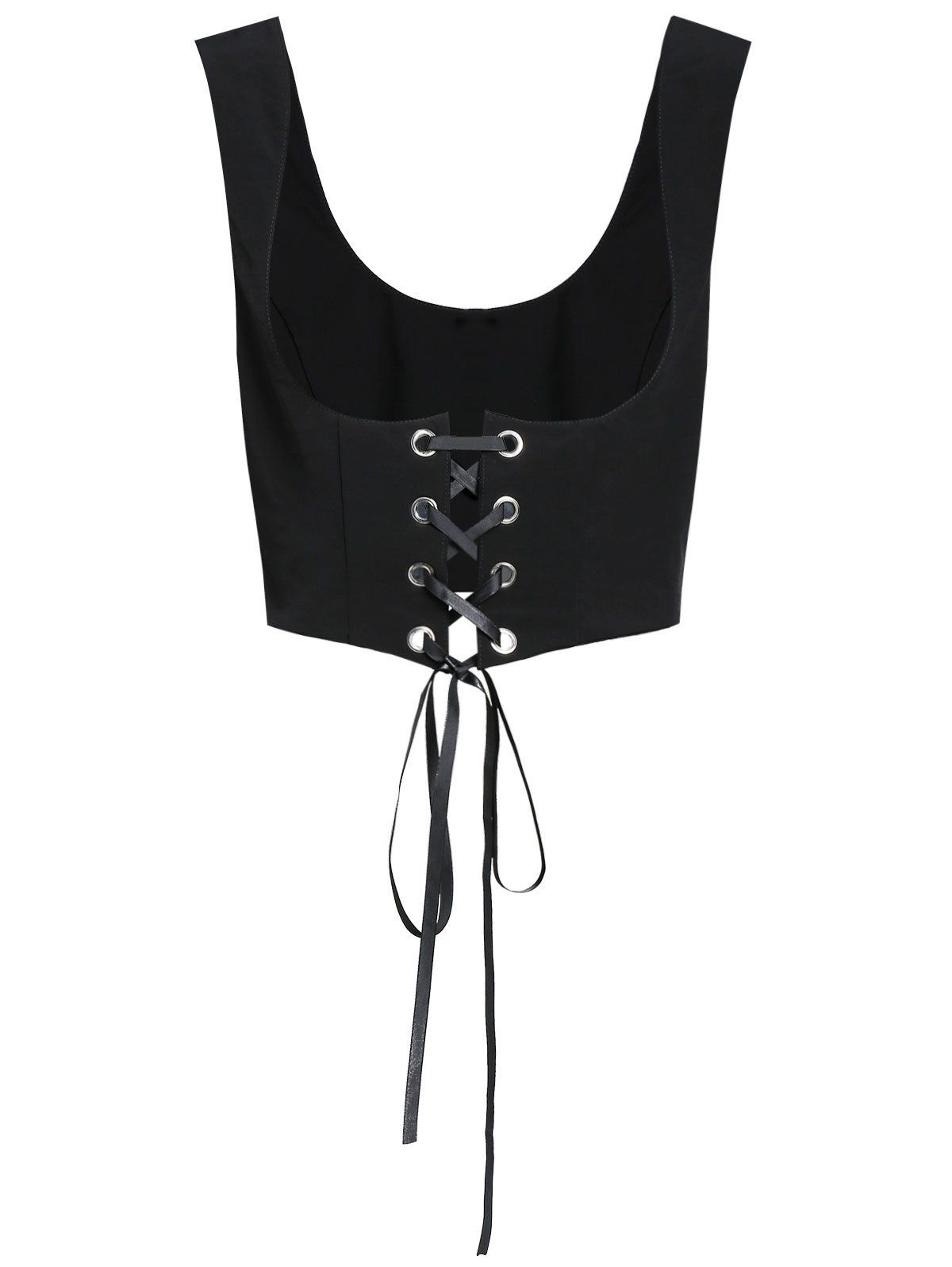 Flower Off Shoulder Dress and Lace-up Waistcoat Set - WHITE S