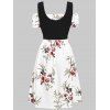 Flower Off Shoulder Dress and Lace-up Waistcoat Set - WHITE S