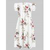 Flower Off Shoulder Dress and Lace-up Waistcoat Set - WHITE S