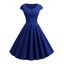 Sweetheart Neck Vintage Rockabilly Style Fit and Flare Dress - COBALT BLUE 2XL