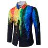 Chemise Décontractée Peinture Eclaboussée à Manches Longues - Noir M