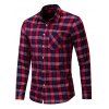 Chemise Décontractée Décoré de Poche à Carreaux Imprimé - Rouge Vineux M