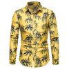 Chemise à Imprimé Palmier d'Hawaï à Manches Longues - Jaune XS