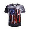 T-shirt Drapeau Américain Imprimé à Col Rond - Noir M