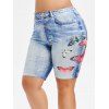 Short 3D Papillon Imprimé de Grande Taille en Jean - Bleu Ardoise Léger M