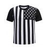 T-shirt Décontracté Drapeau Américain Imprimé à Manches Courtes - Noir M