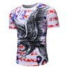 T-shirt Décontracté Motif d'Aigle à Manches Courtes - Blanc L