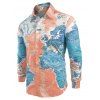 Chemise boutonnée cachée avec une carte du monde - Corail Léger XL