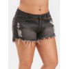 Short Déchiré Effrangé de Grande Taille en Denim - Gris L