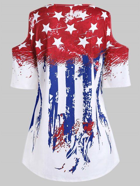 [41% OFF] 2019 Plus Size American Flag Flare Sleeve T Shirt In RED ...