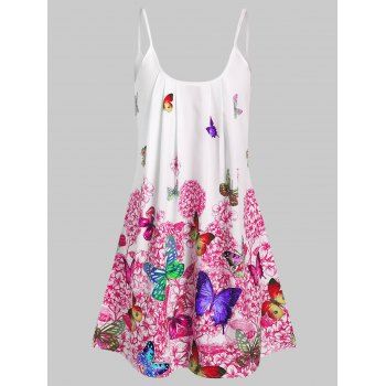 Cami Butterfly Flower Tunic Mini Dress, Red