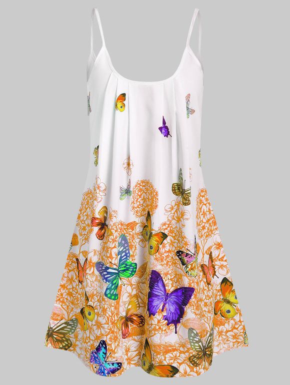 Mini Robe Tunique Fleur Papillon à Bretelle - Jaune d'Abeille L