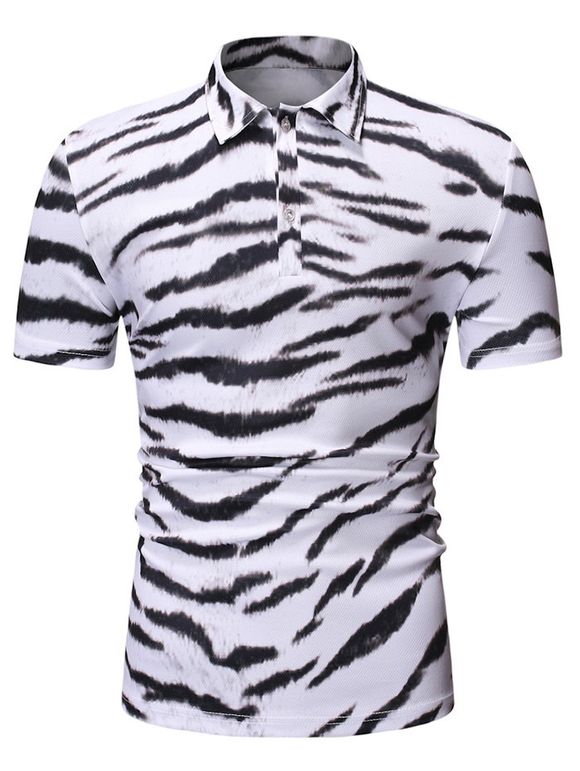 T-shirt Tigre Imprimé à Manches Courtes - Blanc 2XL