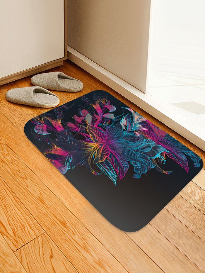 

Floral Pattern Design Floor Mat, Dull purple