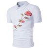 T-shirt Rose Brodée à Manches Courtes - Blanc XS