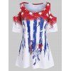 T-shirt Drapeau Américain à Manches Evasées de Grande Taille - Rouge 1X