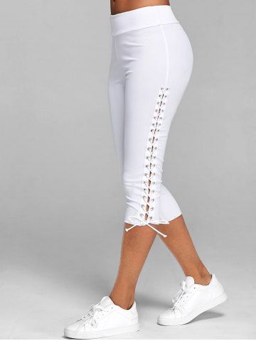 Lace Up Skinny Crop Leggings