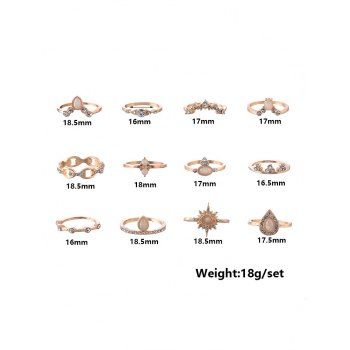 12-piece Teardrop Diamante Ring Set