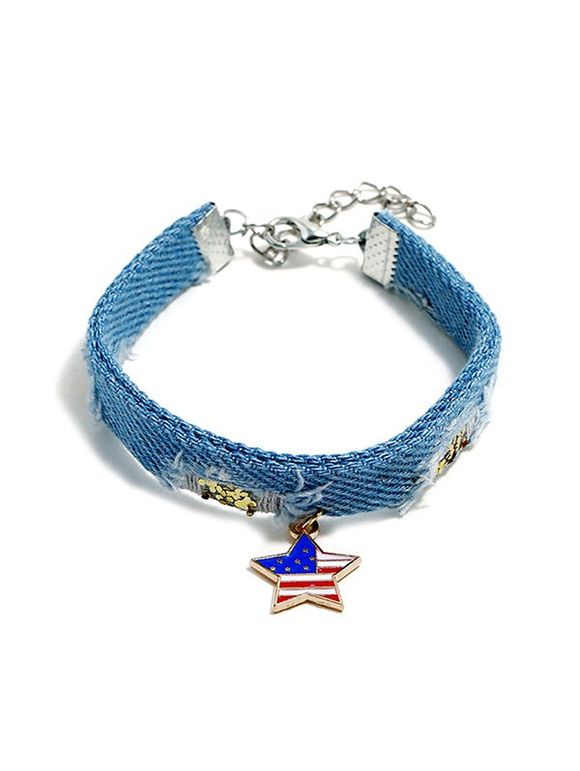 Bracelet Motif de Drapeau Américain Etoile Pendante - multicolor A 
