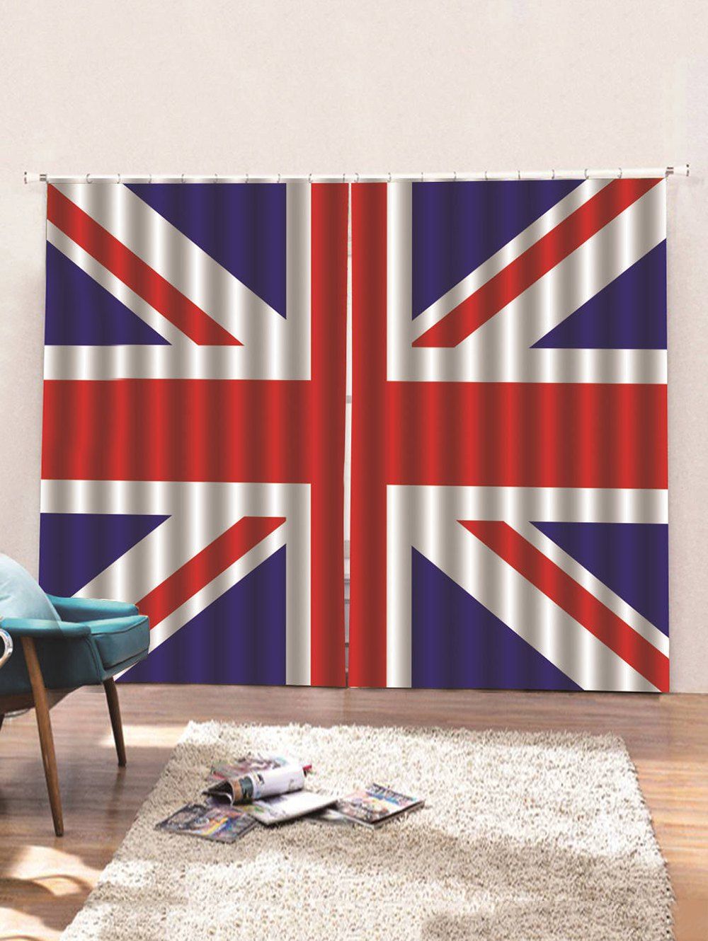 29 Off 2020 2pcs Union Jack Pattern Window Curtains In